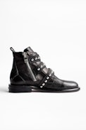 Bottines Laureen Buckle Studs - Bottines noires femme en cuir.