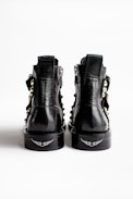 Bottines Laureen Buckle Studs - Bottines noires femme en cuir.
