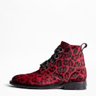 Stiefeletten Laureen Leo - Damen-Schnürstiefeletten aus Leder und mit Leopardendruck.