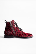 Stiefeletten Laureen Leo - Damen-Schnürstiefeletten aus Leder und mit Leopardendruck.