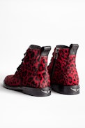 Stiefeletten Laureen Leo - Damen-Schnürstiefeletten aus Leder und mit Leopardendruck.
