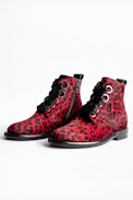 Stiefeletten Laureen Leo - Damen-Schnürstiefeletten aus Leder und mit Leopardendruck.