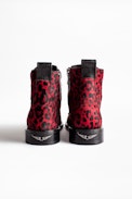 Stiefeletten Laureen Leo - Damen-Schnürstiefeletten aus Leder und mit Leopardendruck.