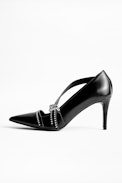 Discover Studs Pumps - Women’s black leather pumps.