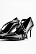 Discover Studs Pumps - Women’s black leather pumps.