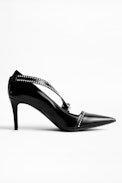 Discover Studs Pumps - Women’s black leather pumps.