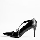 Discover Studs Pumps - Women’s black leather pumps.
