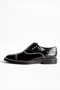 Derbies Youth Studs - Derbies à lacets femme en cuir noir.