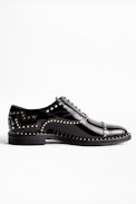 Derbies Youth Studs - Derbies à lacets femme en cuir noir.