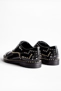 Derbies Youth Studs - Derbies à lacets femme en cuir noir.