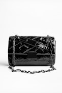 Sac Ziggy Patent - Sac noir femme en cuir matelassé verni.