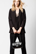 Sac Ziggy Patent - Sac noir femme en cuir matelassé verni.