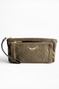 Etoile Clutch - Women's khaki leather clutch.