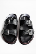 Sandales Alpha Grunge - Sandales noires femme en cuir.