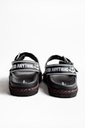 Sandales Alpha Grunge - Sandales noires femme en cuir.
