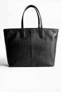 Mick Initials Bag - Women’s black leather tote.