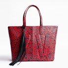 Mick Initials Leo Bag - Women's tote in leopard print leather.
