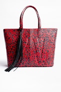 Mick Initials Leo Bag - Women's tote in leopard print leather.