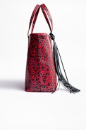 Mick Initials Leo Bag - Women's tote in leopard print leather.