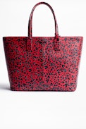 Mick Initials Leo Bag - Women's tote in leopard print leather.