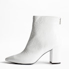 Glimmer Vernis Ankle Boots - Women’s heeled ankle boots in white patent leather.