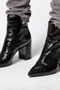 Bottines Glimmer Vernis - Bottines à talons femme en cuir verni noir.