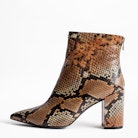 Glimmer Wild Ankle Boots - Women’s heeled ankle boots in snake print leather.