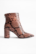 Glimmer Wild Ankle Boots - Women’s heeled ankle boots in snake print leather.