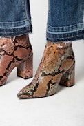 Glimmer Wild Ankle Boots - Women’s heeled ankle boots in snake print leather.