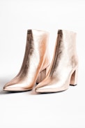 Glimmer Crush Ankle Boots - Women’s heeled ankle boots in metallic leather.