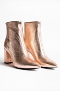 Glimmer Crush Ankle Boots - Women’s heeled ankle boots in metallic leather.