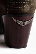 Bottines Molly Suede - Bottines à talons kaki femme en cuir suédé.