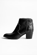 Bottines Molly Studs - Bottines à talons noires femme en cuir.