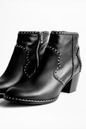 Bottines Molly Studs - Bottines à talons noires femme en cuir.