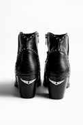Bottines Molly Studs - Bottines à talons noires femme en cuir.