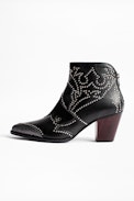 Cara Studs Ankle Boots - Women’s heeled leather ankle boots.