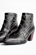Cara Studs Ankle Boots - Women’s heeled leather ankle boots.