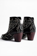 Cara Studs Ankle Boots - Women’s heeled leather ankle boots.