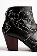 Cara Studs Ankle Boots - Women’s heeled leather ankle boots.