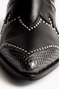 Cara Studs Ankle Boots - Women’s heeled leather ankle boots.