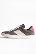 Zadig Patch Suede Men Sneakers - Men’s gray leather sneakers.