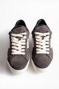 Zadig Patch Suede Men Sneakers - Men’s gray leather sneakers.