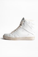 ZV1747 High Used Shearling Sneakers - Women’s white high top sneakers.