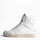 ZV1747 High Used Shearling Sneakers - Women’s white high top sneakers.