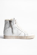 ZV1747 High Used Shearling Sneakers - Women’s white high top sneakers.