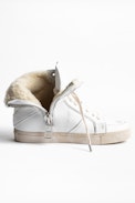 ZV1747 High Used Shearling Sneakers - Women’s white high top sneakers.
