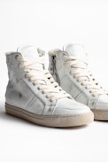 ZV1747 High Used Shearling Sneakers - Women’s white high top sneakers.