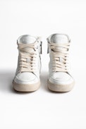 ZV1747 High Used Shearling Sneakers - Women’s white high top sneakers.