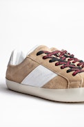 Zadig Patch Suede Men Sneakers - Men’s beige leather sneakers.