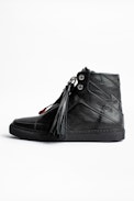 Sneakers ZV1747 High Flash Zip - Baskets montantes noires femme en cuir.
